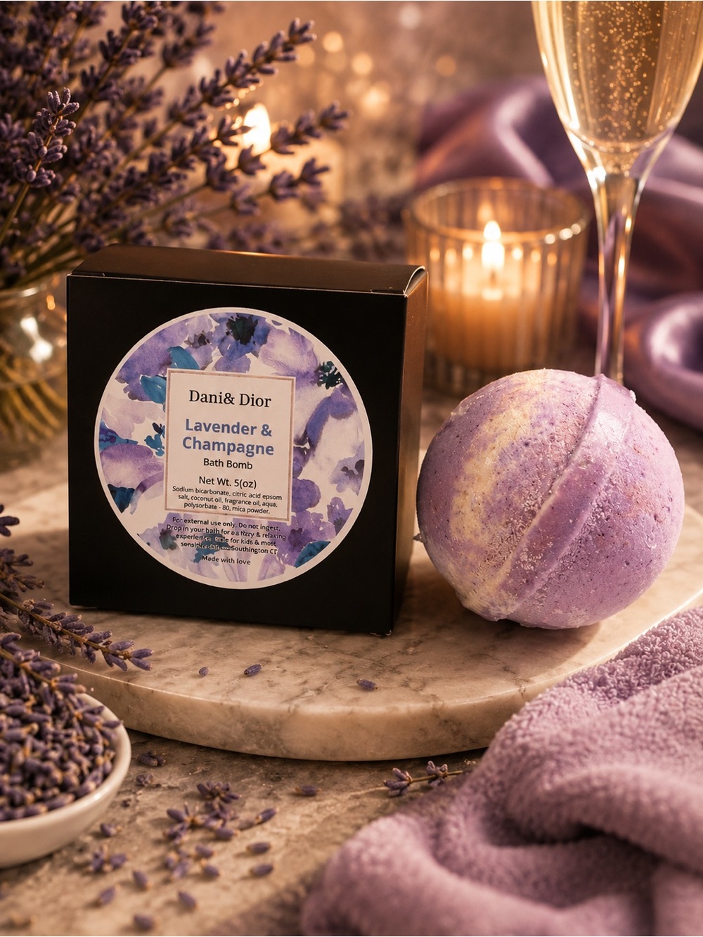 Lavender & Champagne Bath Bomb – 5 oz